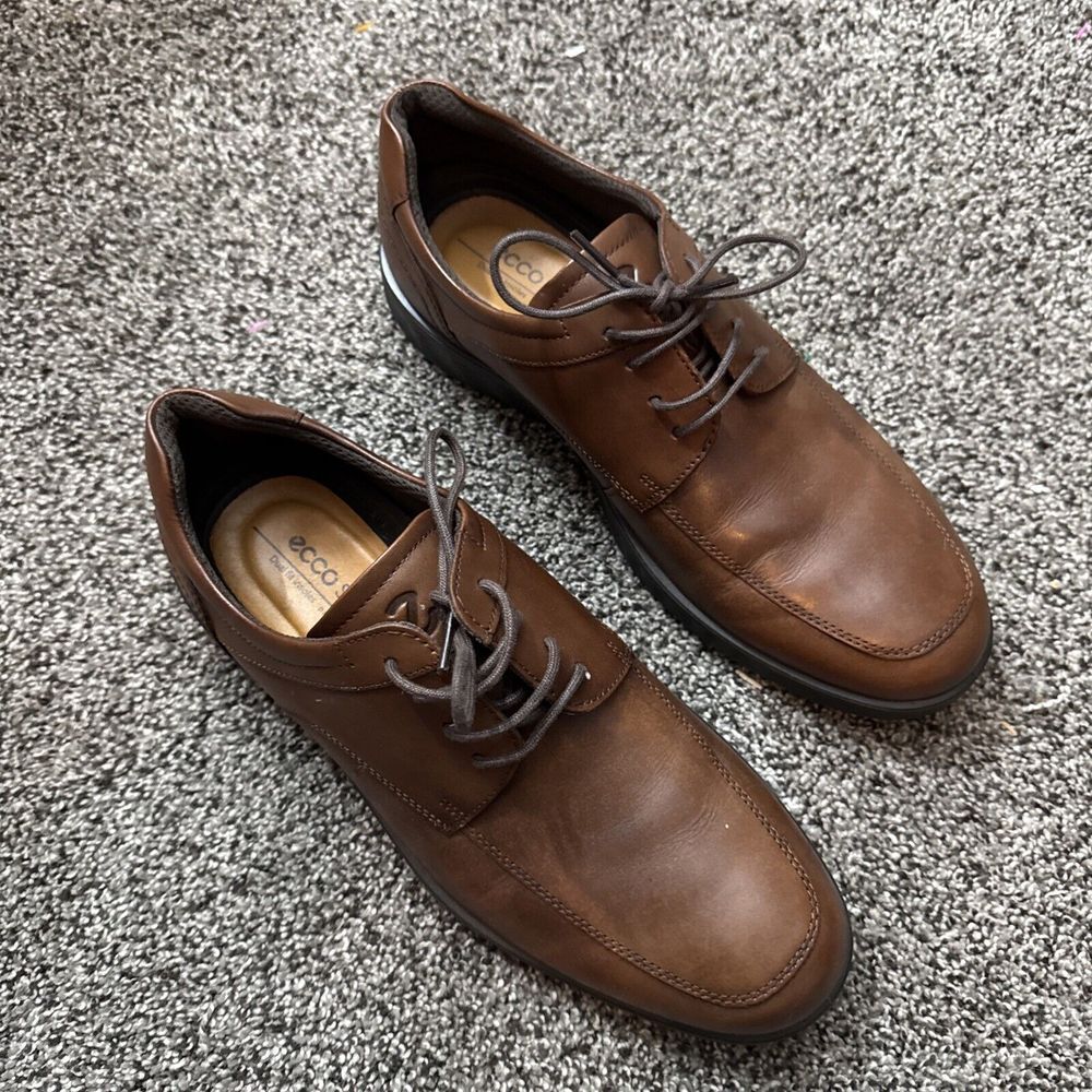 Ecco Men's Lite Hybrid Plain‎ Toe Tie Oxford Cognac New 41 7-7.5 - Picture 2 of 7